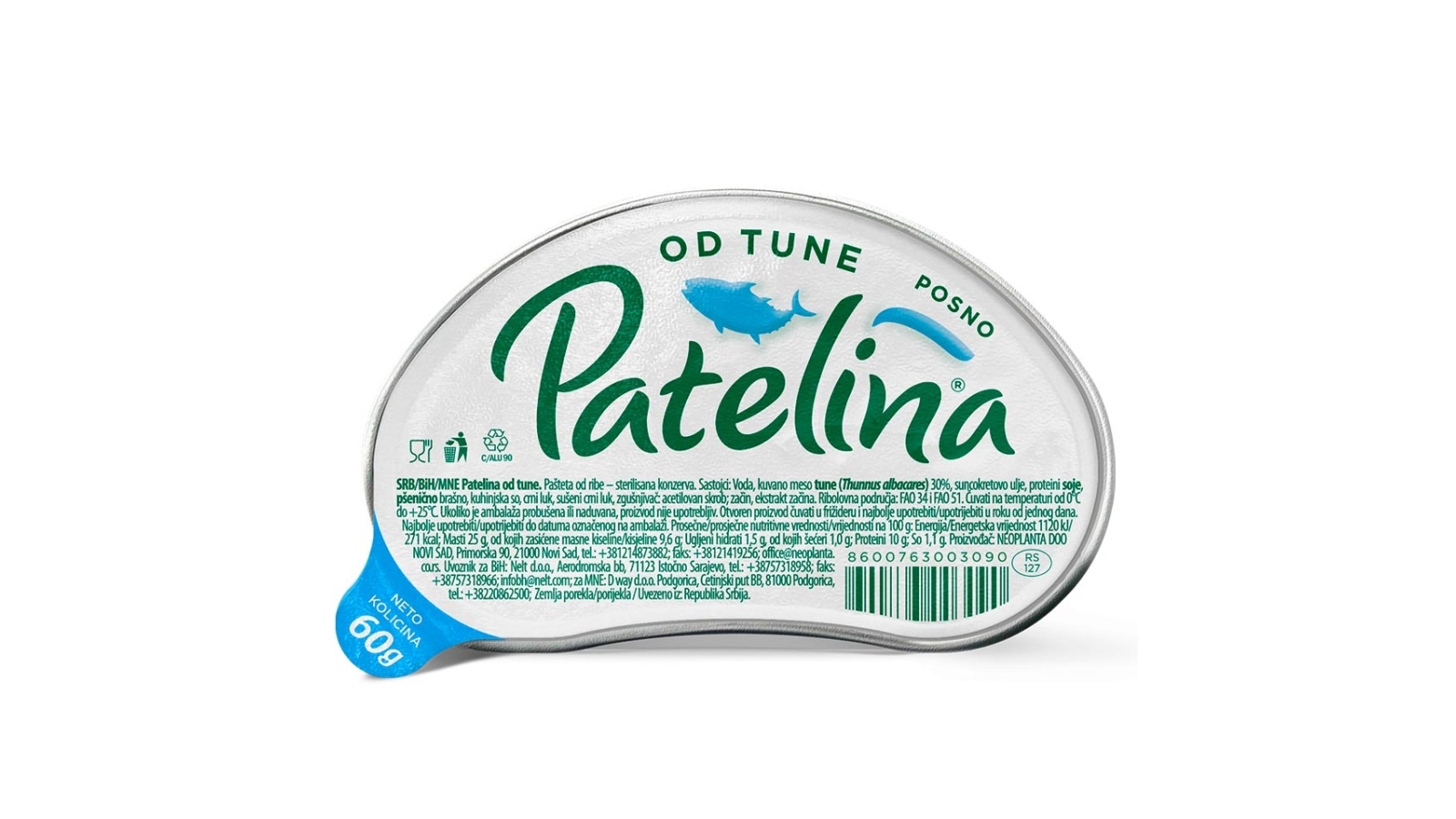 Pašteta PATELINA tuna 60g - Cenoteka