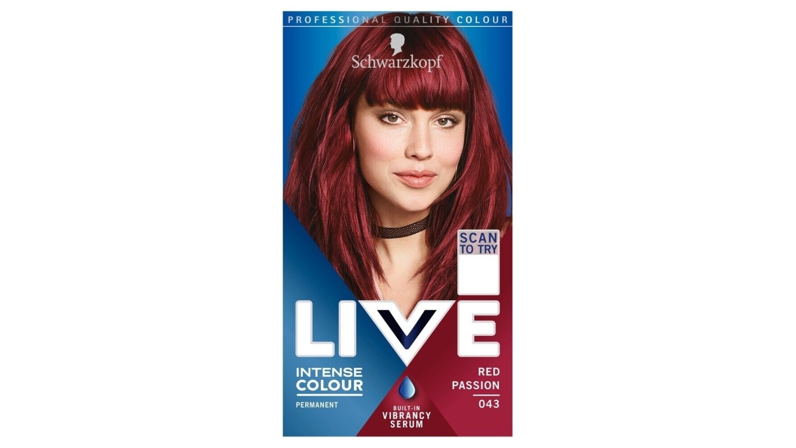 2x Schwarzkopf Live Intense Colour Permanent HairDye,043 Red Passion With Serum