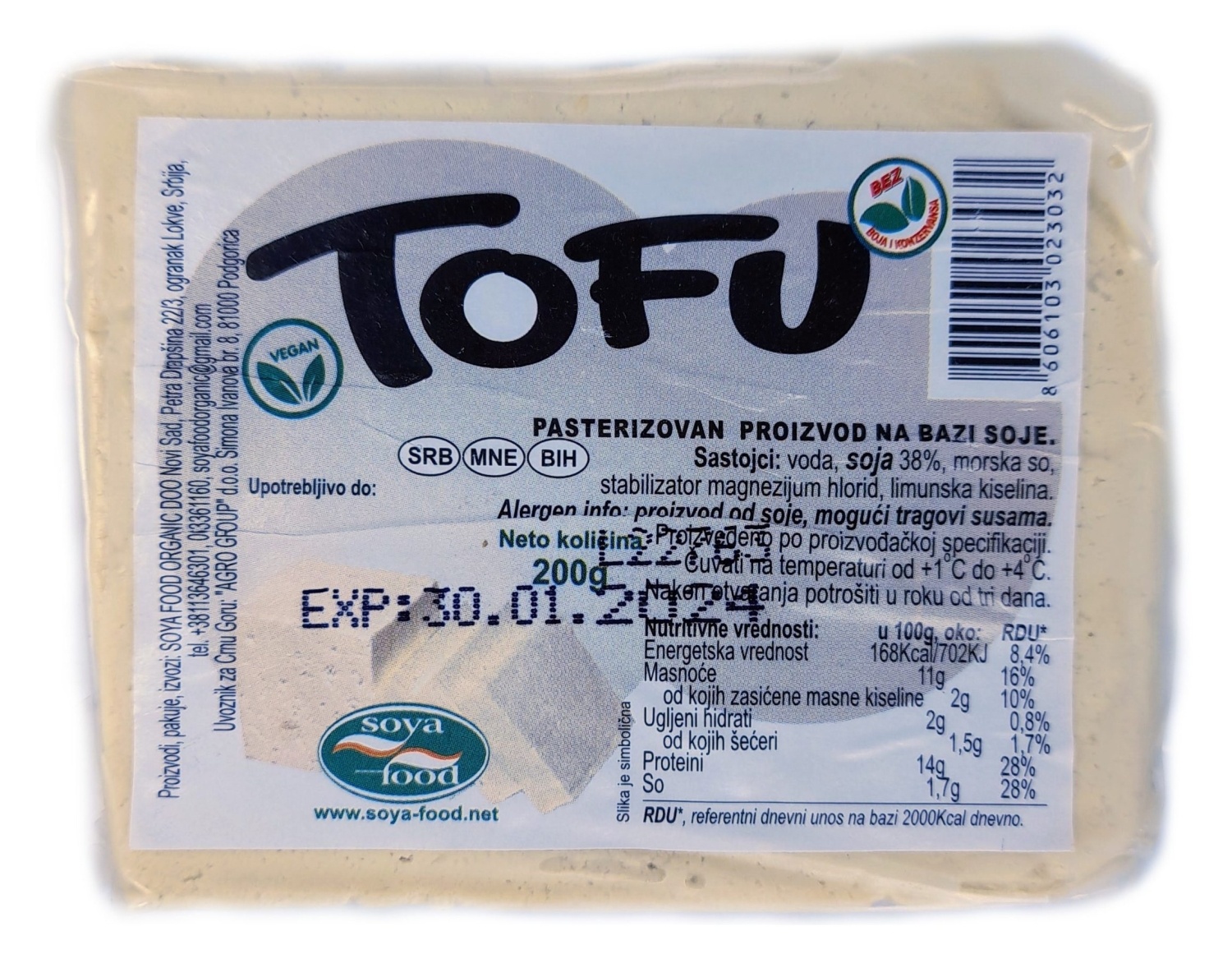 SOYA FOOD tofu natural 200g - Cenoteka