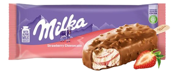 СЛАДОЛЕД МИЛКА ЈАГОДА ЧИЗКЕЈК 90 МЛ