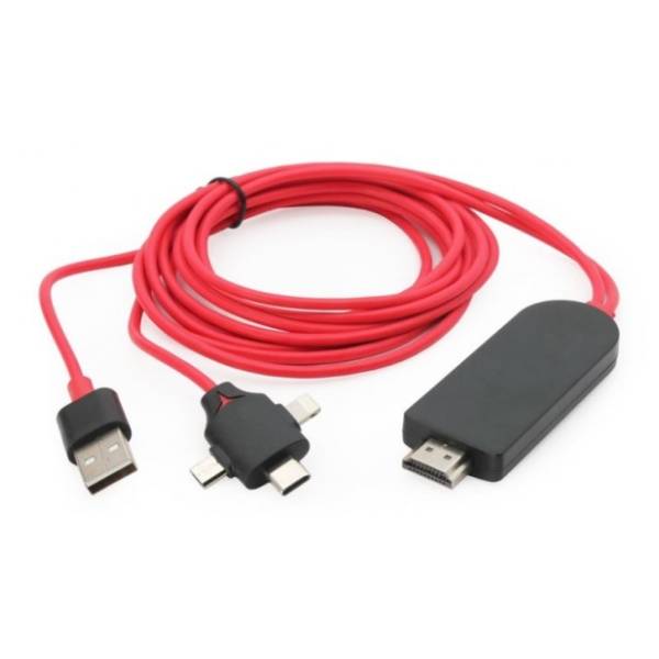 Konverter kabl HDMI (m) na USB-C/Micro USB/Lightning (m/m/m)