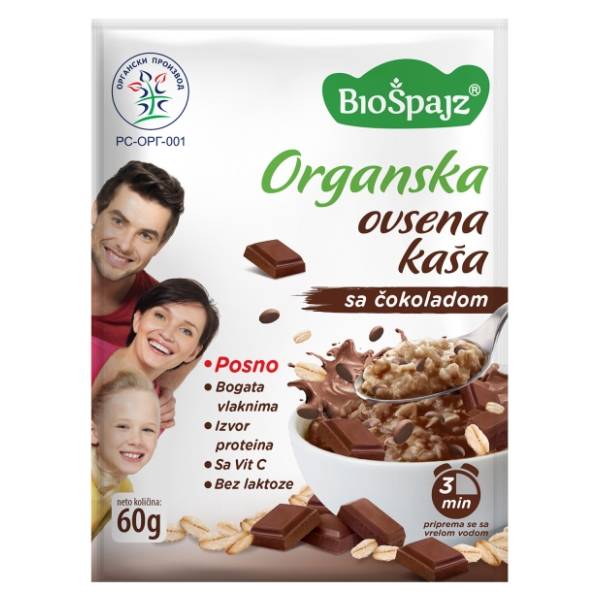 BIO ŠPAJZ ovsena kaša čokolada 60g