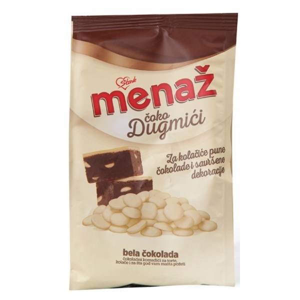 Čokolada ŠTARK Menaž čoko komadići za kuvanje beli 120g