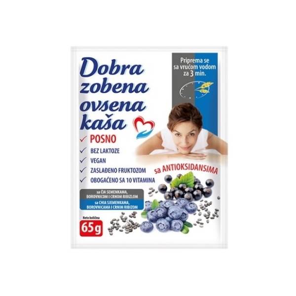 DOBRA ovsena kaša chia borovnica ribizla 65g