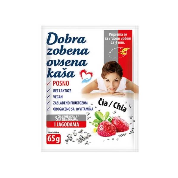 DOBRA ovsena kaša chia jagoda 65g