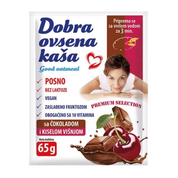 DOBRA ovsena kaša čokolada i kisela višnja 65g