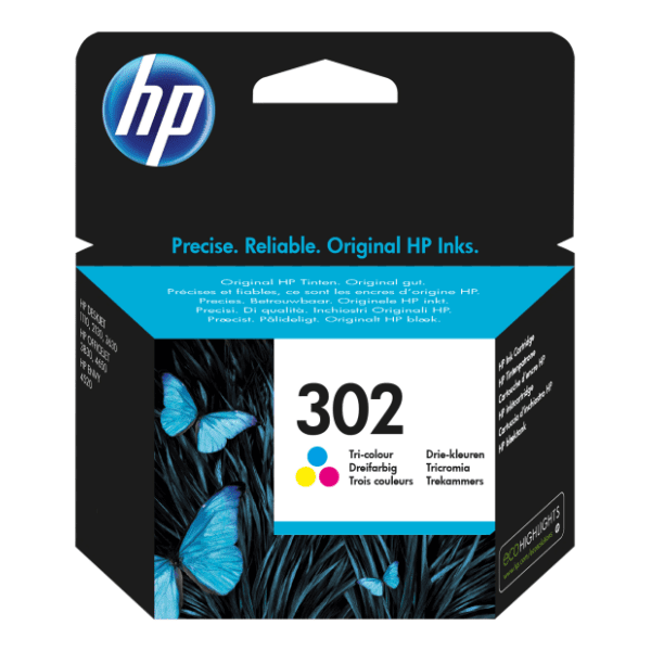 HP 302 cyan magenta žuti kertridž (F6U65AE)
