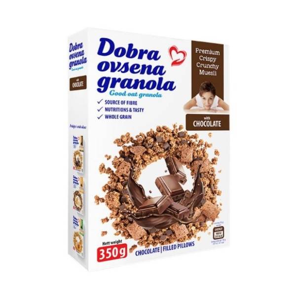 DOBRA OVSENA granola 3 vrste čokolade 350g