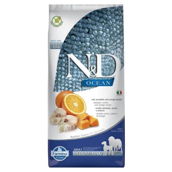 N&D Ocean Medium Maxi bakalar bundeva 12kg