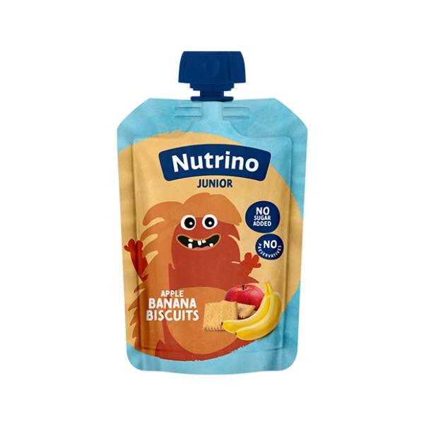 NUTRINO Junior voćni pire jabuka i banana sa keksom 180g