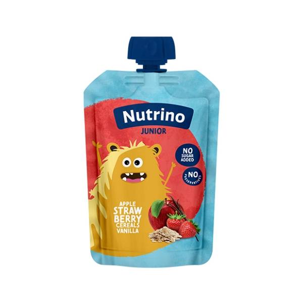 NUTRINO Junior voćni pire jabuka jagoda žitarice vanila 180g