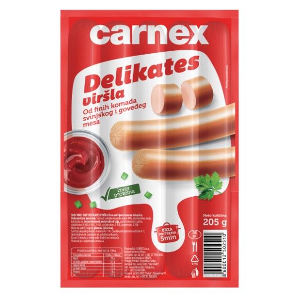 Viršle CARNEX Delikates 205g