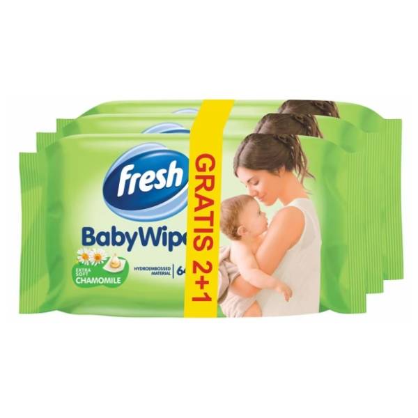 Vlažne maramice FRESH kamilica 3x64kom