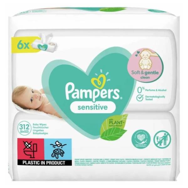 Vlažne maramice PAMPERS sensitive 6x52kom