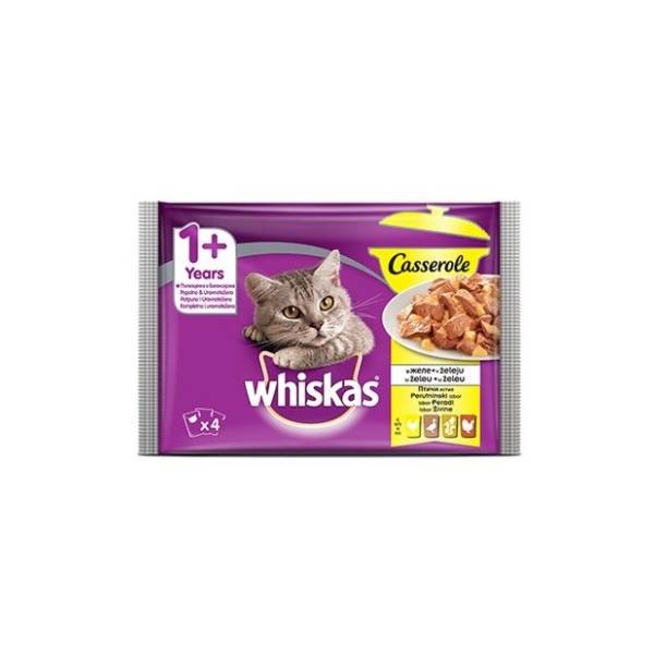 WHISKAS Casserole Junior izbor živine u želeu 4x85g