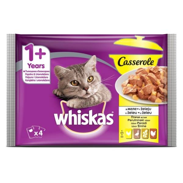 WHISKAS Casserole hrana za mačke živina 4x85g