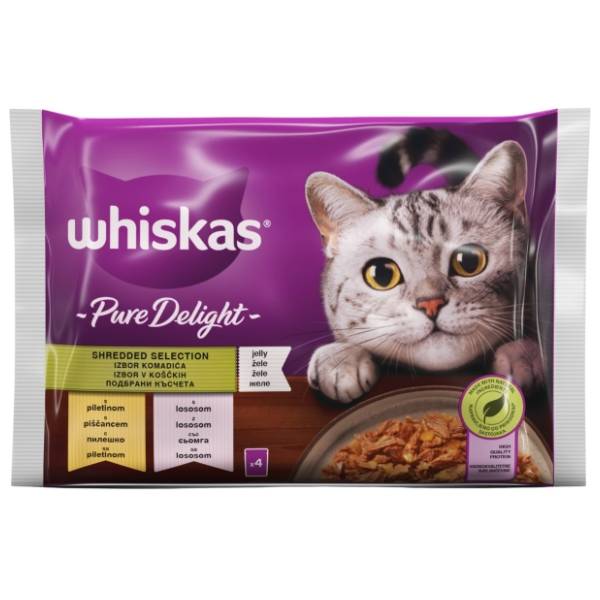 WHISKAS Pure delight hrana za mačke izbor mesa 4x85g