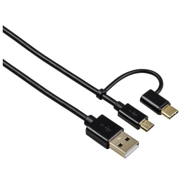 HAMA konverter kabl USB-A 2.0 na Micro USB + USB-C (m/m+m) 1m