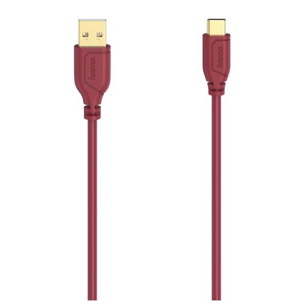 HAMA konverter kabl USB-C 2.0 na USB-A 2.0 (m/m) 0.75m crveni