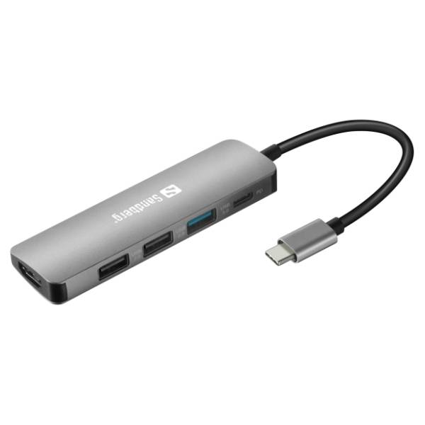 SANDBERG USB Hub USB C/HDMI + USB 3.0 + 2x USB 2.0 + USB C-PD
