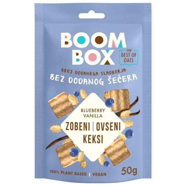 BOOM BOX ovseni keks borovnica vanila 50g