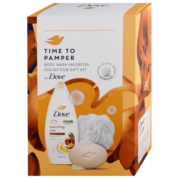 DOVE set Time to pamper (gel za tuširanje + sapun + pufna)