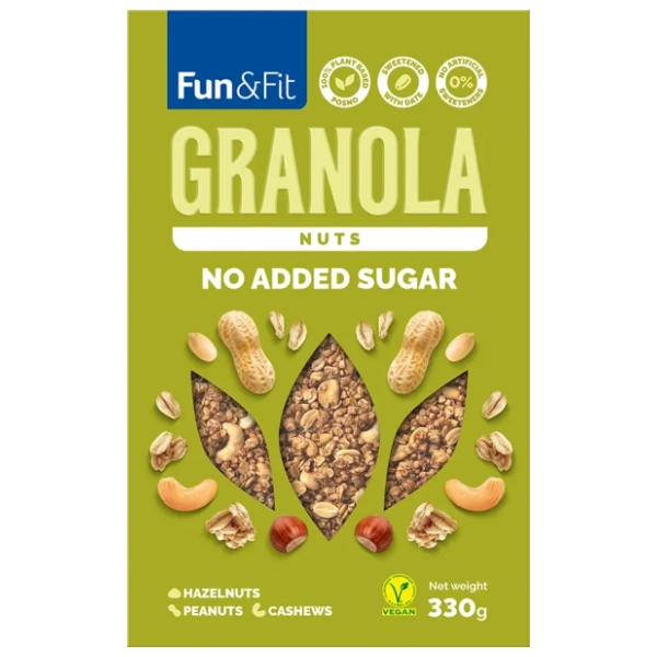 FUN & FIT granola kikiriki i jezgrasto voće 330g