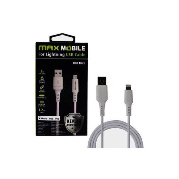 MAX MOBILE konverter kabl Lightning na USB (m/m) 1.2m beli