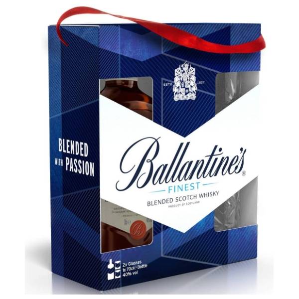 Viski BALLANTINES 0,7l + 2 čaše