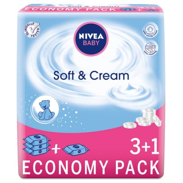 Vlažne maramice NIVEA soft & cream 63kom 3+1 gratis