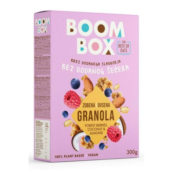 BOOM BOX ovsena granola šumsko voće kokos badem 300g