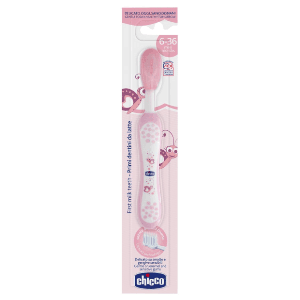 CHICCO dečija četkica za zube od 6 meseci roze 1kom