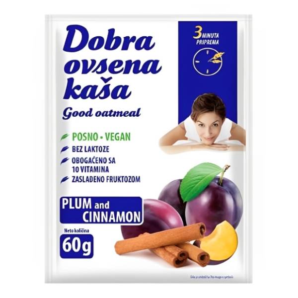 DOBRA ovsena kaša šljiva cimet 60g