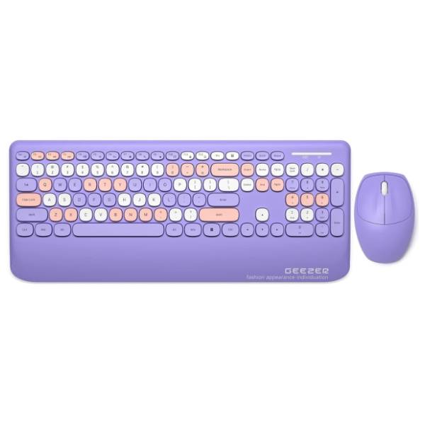 GEEZER set bežični miš i tastatura WL Retro ljubičasti