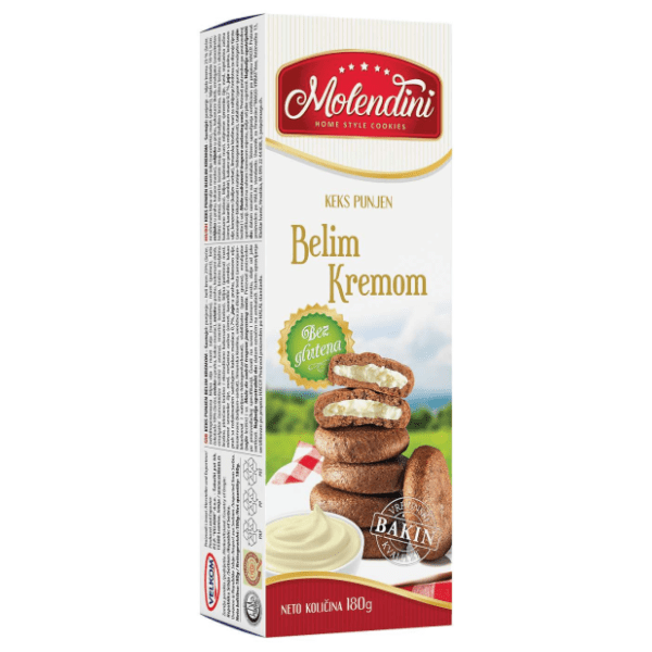 MOLENDINI Keks bez glutena sa belim kremom 180g