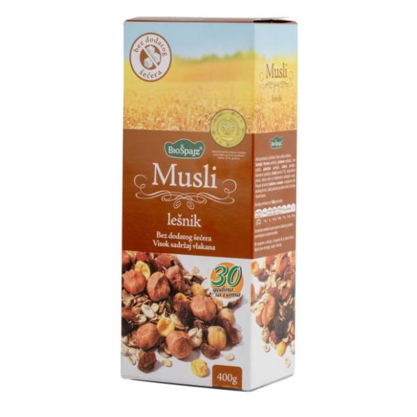 Musli BIO ŠPAJZ lešnik bez dodatog šećera 400g