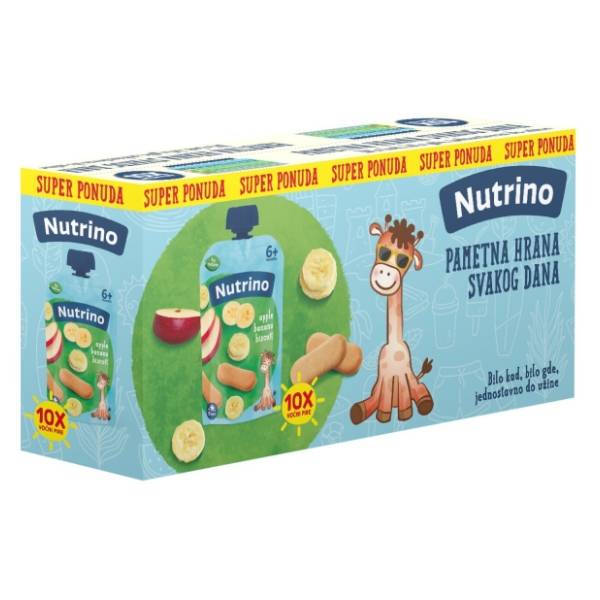 NUTRINO voćni pire jabuka banana keks 10x100g