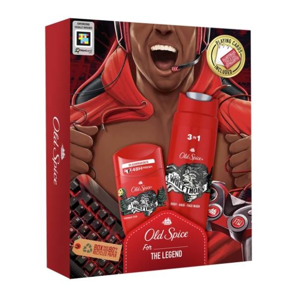 OLD SPICE set Wolfthorn (dezodorans, gel za tuširanje i karte)