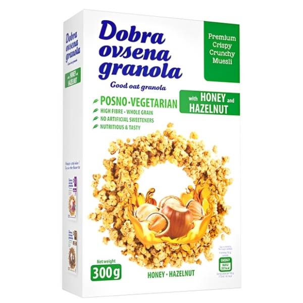 DOBRA ovsena granola med lešnik 300g