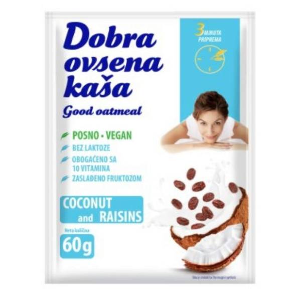 DOBRA ovsena kaša kokos i suvo grožđe 60g