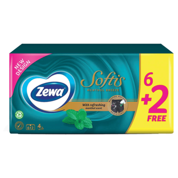 Papirne maramice ZEWA softis sa mentolom 4sloja 6+2 gratis