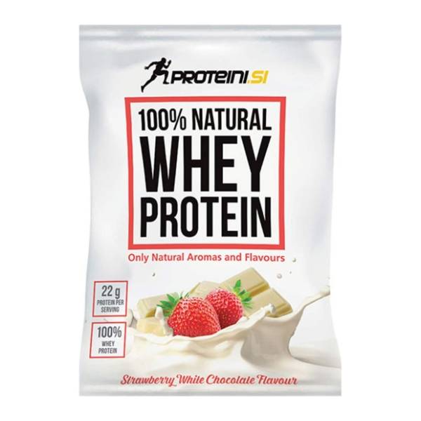 PROTEINI.SI whey protein jagoda bela čokolada 30g