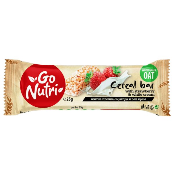 Štanglica VITALIA Go nutri bar jagoda beli krem 25g