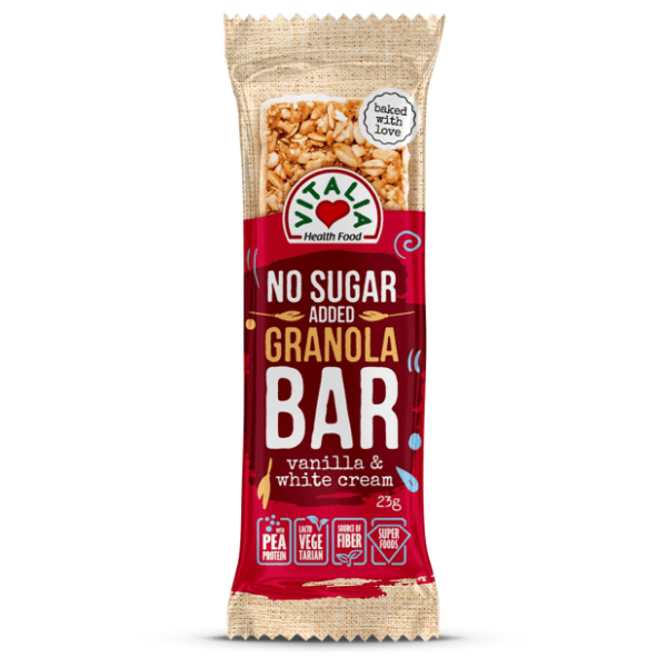 Štanglica VITALIA Granola bar vanilla & white cream 23g