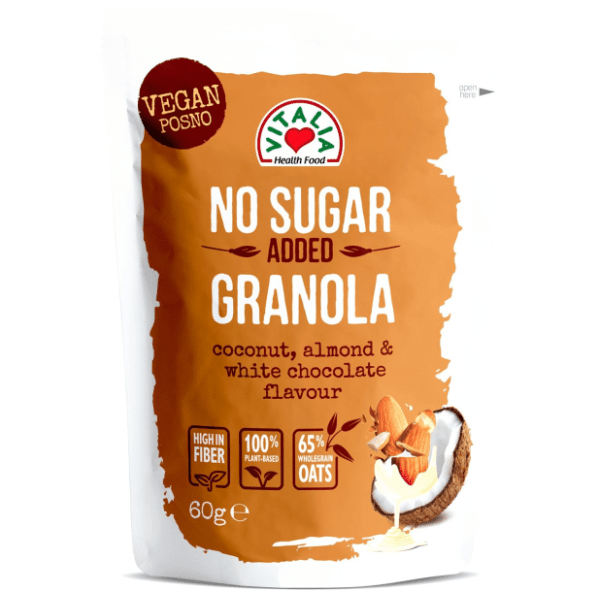 VITALIA Ovsena granola bela čokolada badem 60g