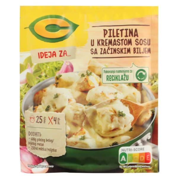 Dodatak C piletina u kremastom sosu sa začinskim biljem 35g