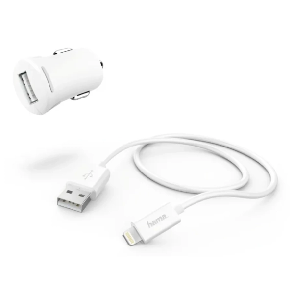 HAMA auto punjač Lightning 2.4A White