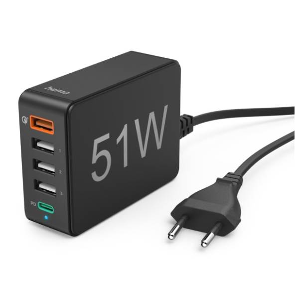 HAMA stanica za punjenje 51W QC3.0, 3xUSB-A, USB-C 20163