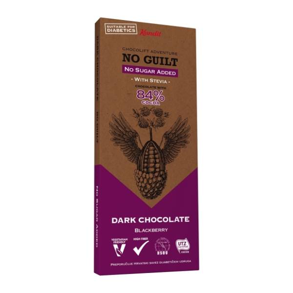 KANDIT No Guilt Crna čokolada sa kupinom bez dodatog šećera 80g