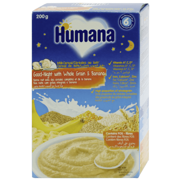 HUMANA Mlečna kašica za laku noć žitarice i banana 200g